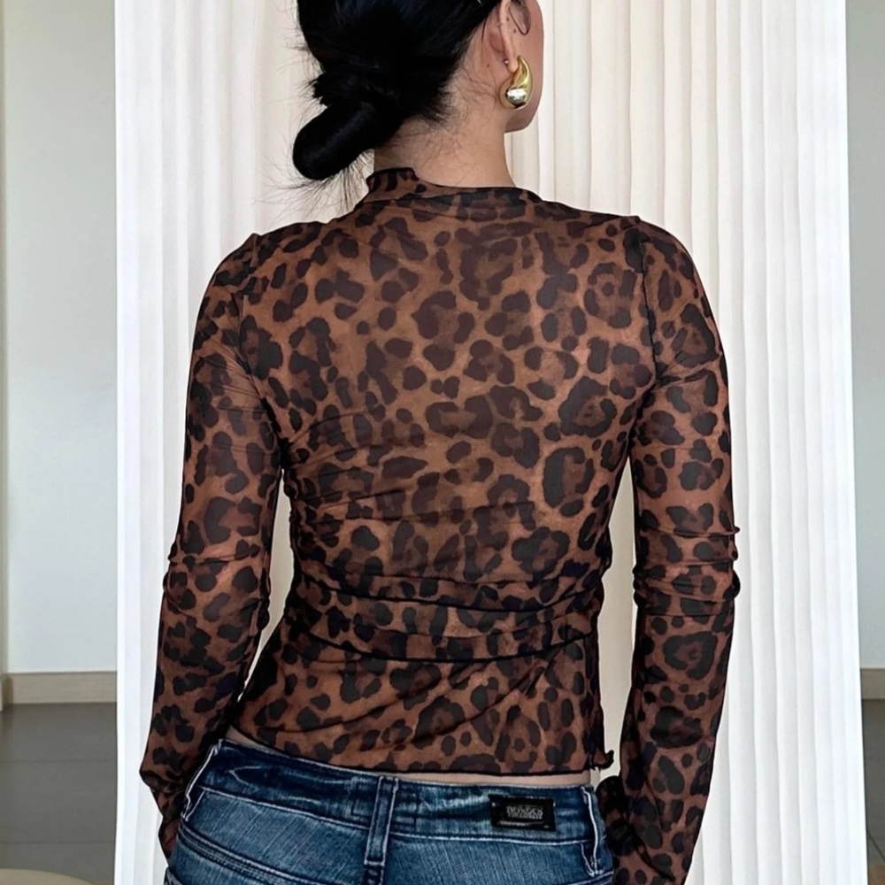 Leopard Print Ruffle Blouse - Picture 2 of 2